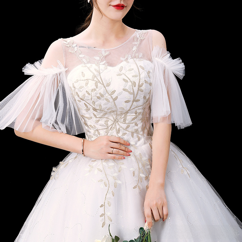 Pregnant women wedding dress bride 2025 new strap Korean style high waist large size long tail wedding dress with slim tail