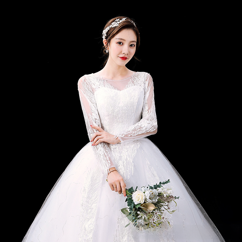 Pregnant women wedding dress bride 2025 new strap Korean style high waist large size long tail wedding dress with slim tail