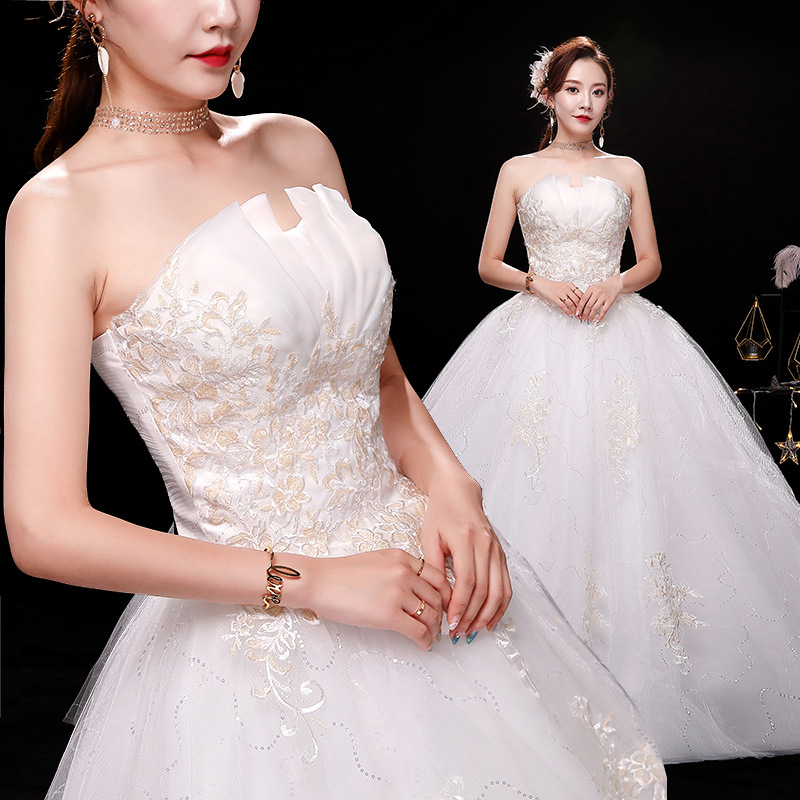 Wedding Dress 2025 New White Trailing Wedding Dress Bridal One Shoulder Slim and Slim