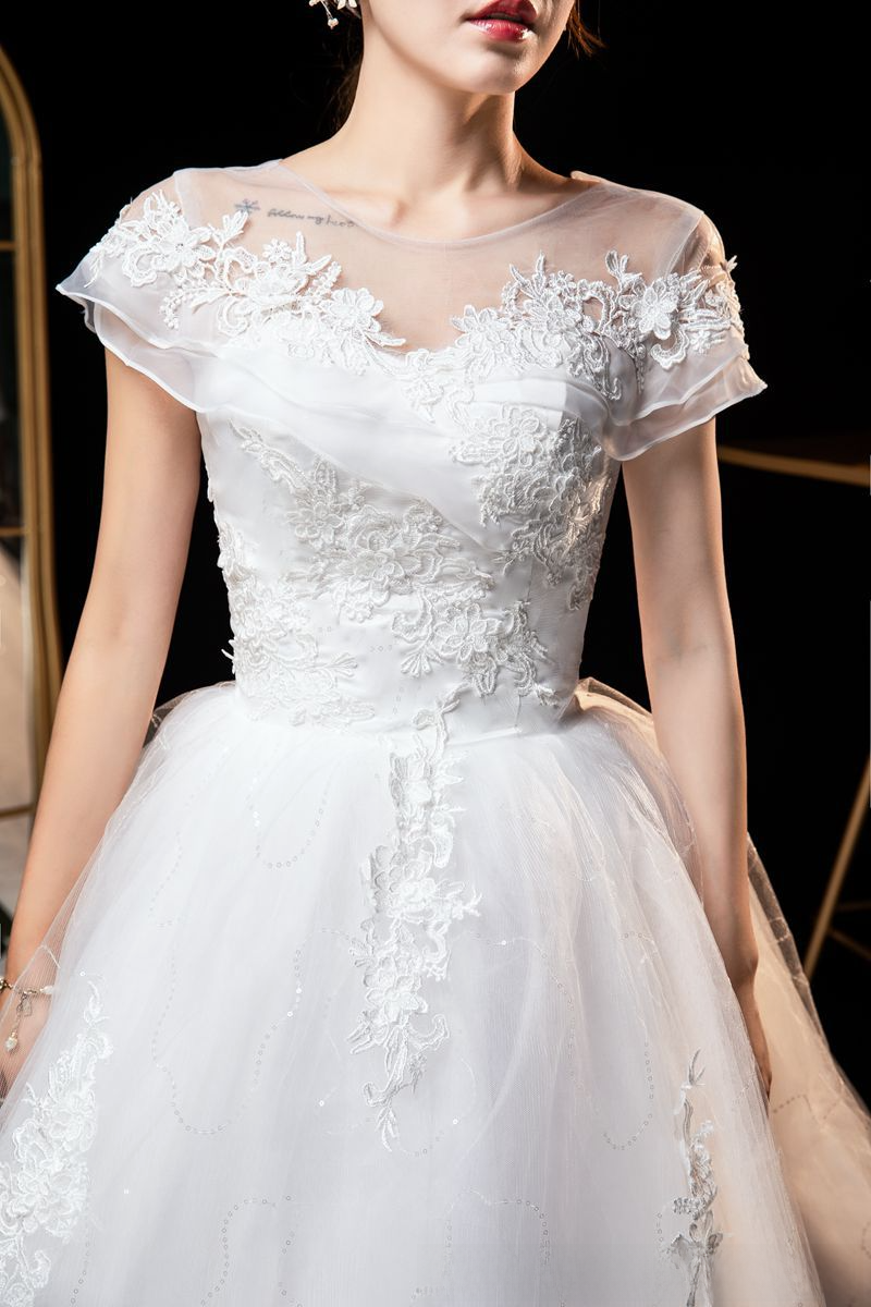 One shoulder main wedding dress 2025 new bride summer temperament starry sky tail French style light and small to cover thick arms