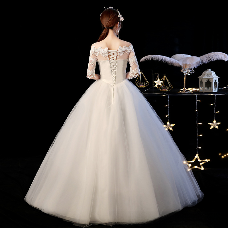 One shoulder main wedding dress 2025 new bride summer temperament starry sky tail French style light and small to cover thick arms