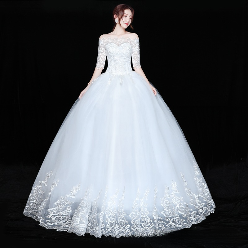 Lace Wedding Dress Lace Wedding Dress One Shoulder Wedding Dress Sleeves Slim Wedding Dress Simple Slimming Plus Size Wedding Dress