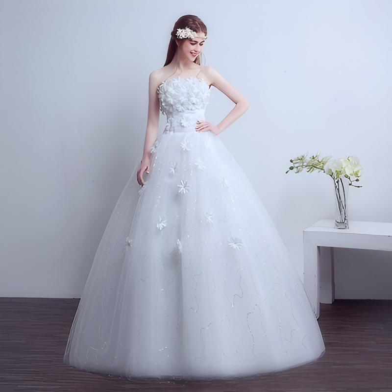 Wedding dress wedding bride wedding dress 2025 new simple Korean style tube top large size slimming and floor-length