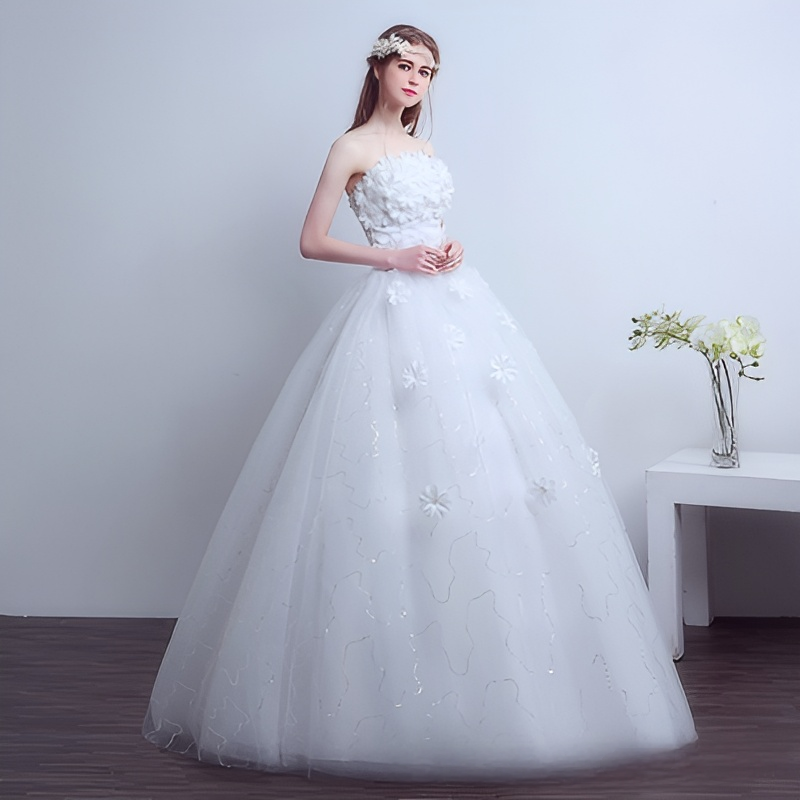 Wedding dress wedding bride wedding dress 2025 new simple Korean style tube top large size slimming and floor-length
