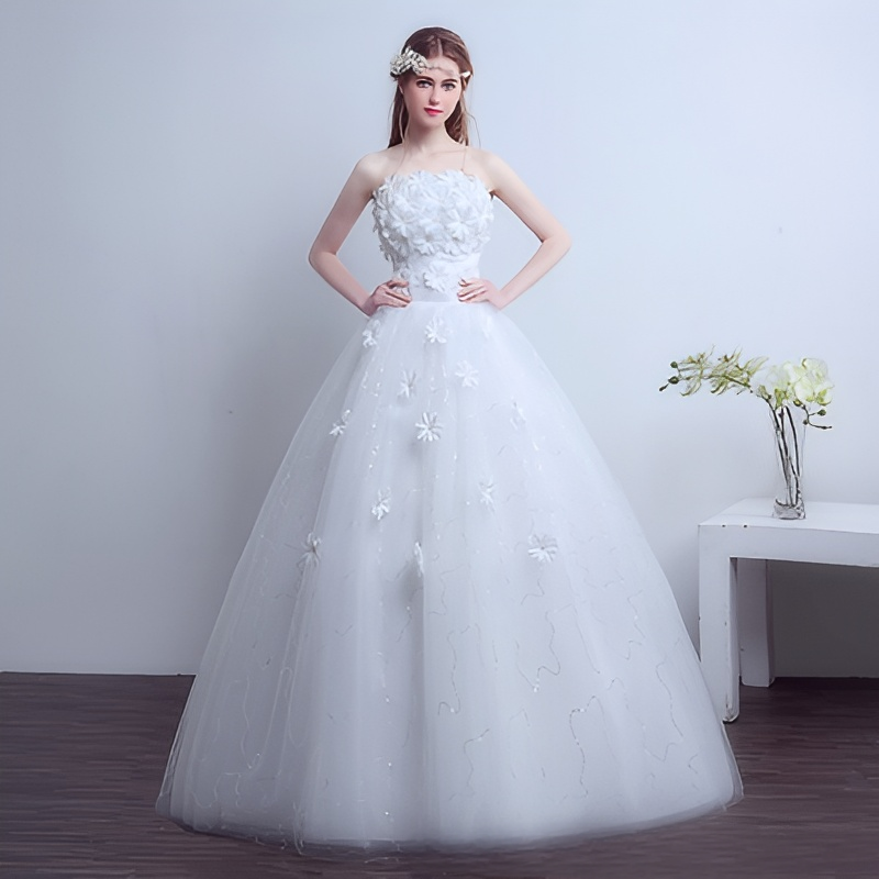 Wedding dress wedding bride wedding dress 2025 new simple Korean style tube top large size slimming and floor-length