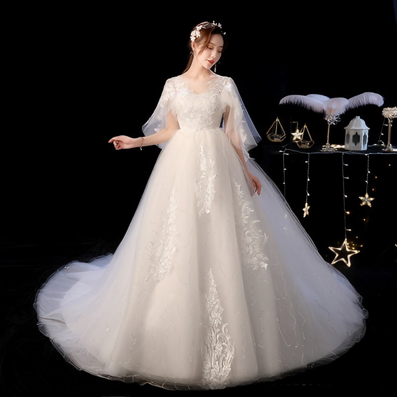 Wedding dress wedding bride wedding dress 2025 new simple Korean style tube top large size slimming and floor-length