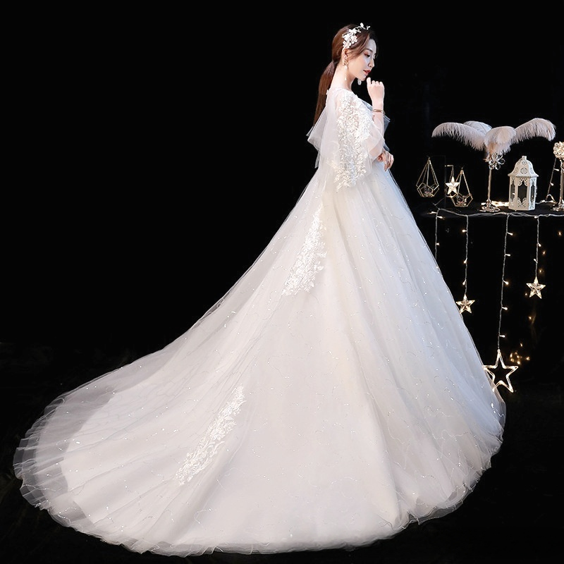 Wedding dress wedding bride wedding dress 2025 new simple Korean style tube top large size slimming and floor-length