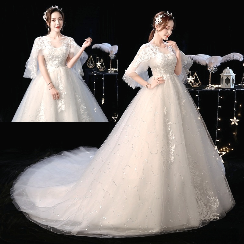 Wedding dress wedding bride wedding dress 2025 new simple Korean style tube top large size slimming and floor-length