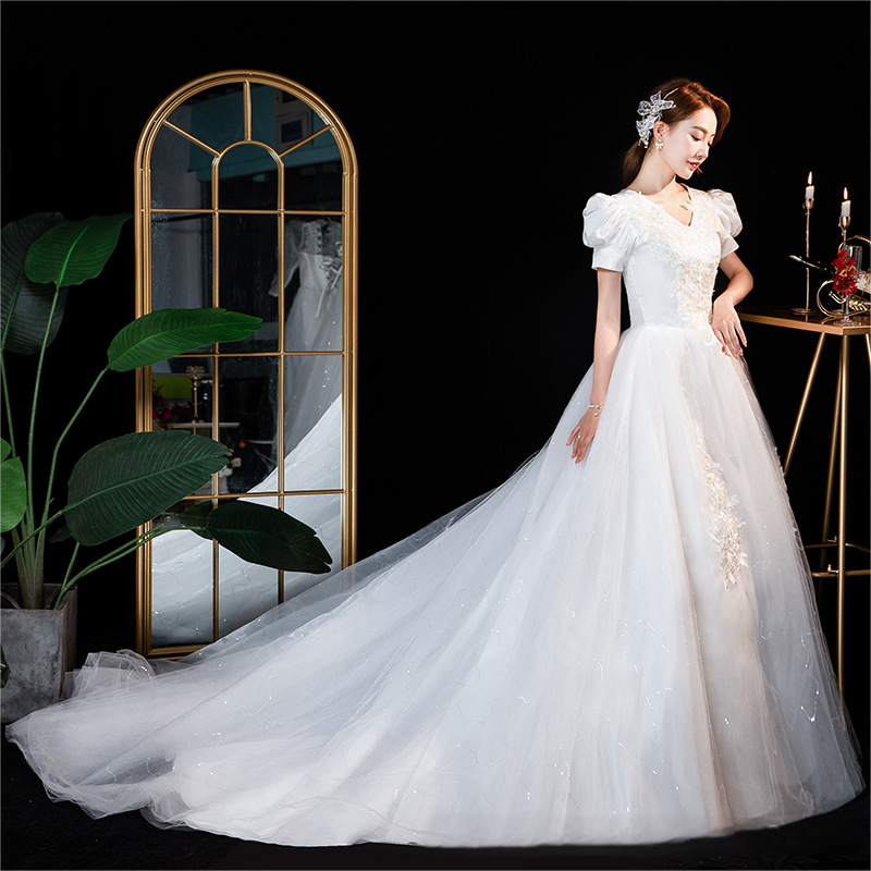Wedding dress wedding bride wedding dress 2025 new simple Korean style tube top large size slimming and floor-length