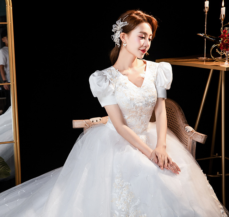 Wedding dress wedding bride wedding dress 2025 new simple Korean style tube top large size slimming and floor-length