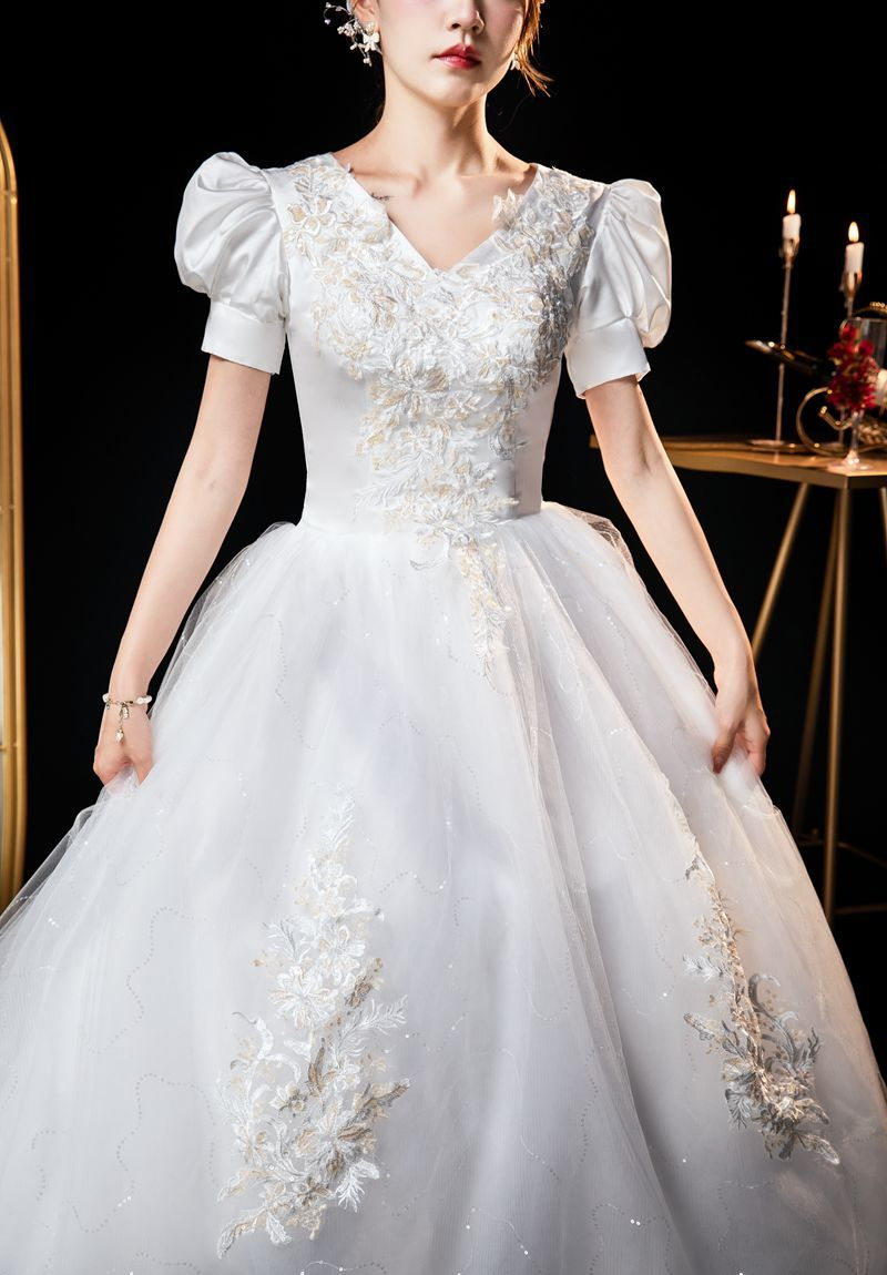 Wedding dress wedding bride wedding dress 2025 new simple Korean style tube top large size slimming and floor-length