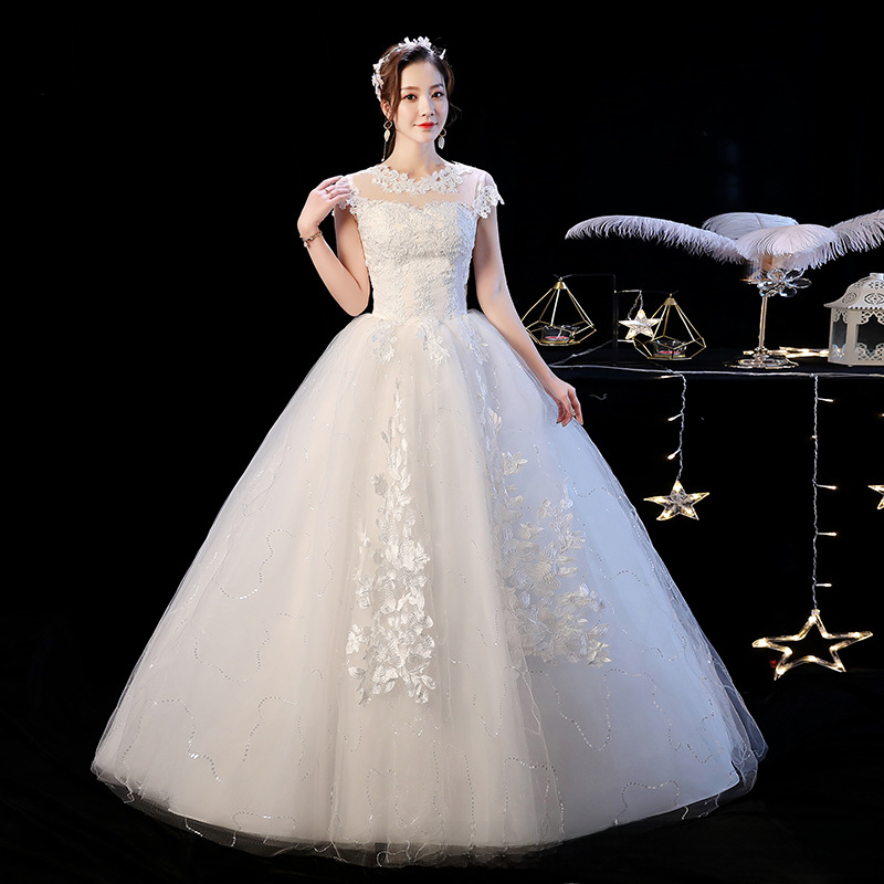 Wedding dress bride 2025 new Korean style wedding dress slimming large size simple one shoulder