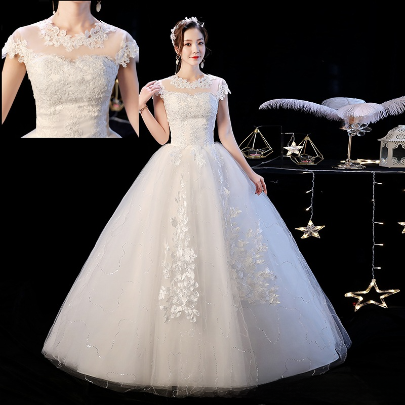 Wedding dress bride 2025 new Korean style wedding dress slimming large size simple one shoulder