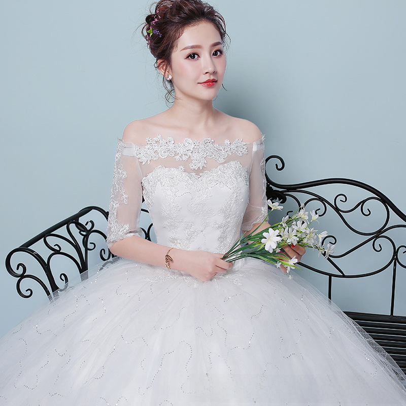 Wedding dress bride 2025 new Korean style wedding dress slimming large size simple one shoulder