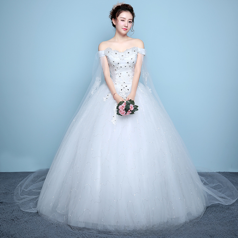 Wedding dress bride 2025 new Korean style wedding dress slimming large size simple one shoulder