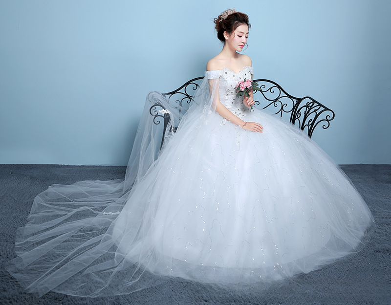 Wedding dress bride 2025 new Korean style wedding dress slimming large size simple one shoulder