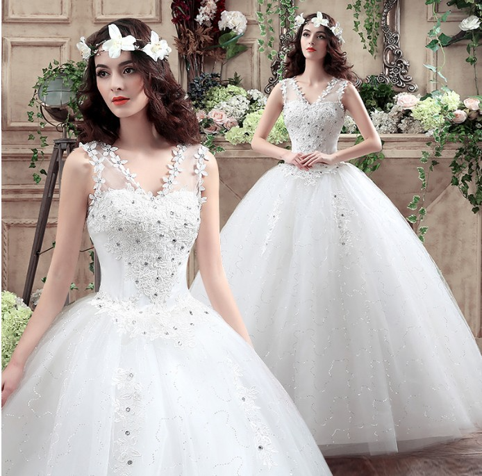 Wedding Dress Bridal Wedding Dress 2025 New Floor-length Slim V-neck Wedding Dress One Shoulder