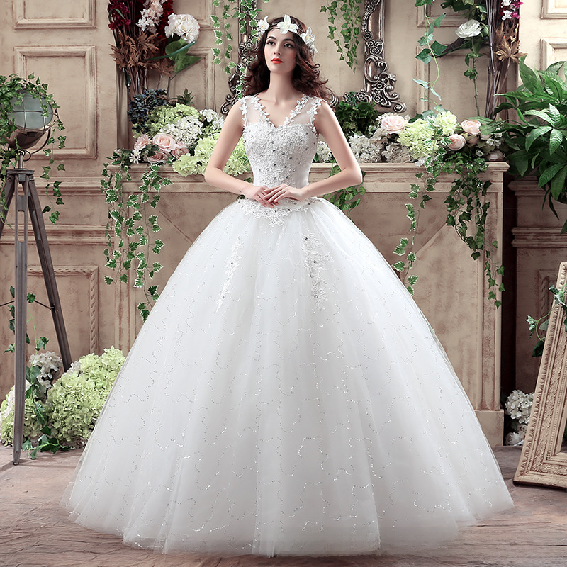 Wedding Dress Bridal Wedding Dress 2025 New Floor-length Slim V-neck Wedding Dress One Shoulder
