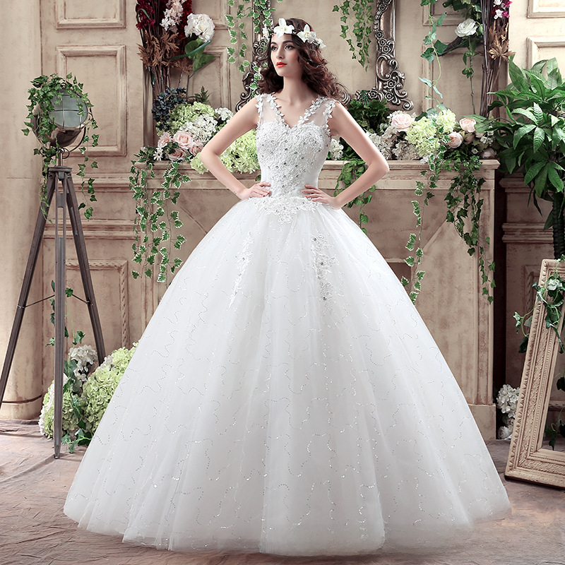 Wedding Dress Bridal Wedding Dress 2025 New Floor-length Slim V-neck Wedding Dress One Shoulder