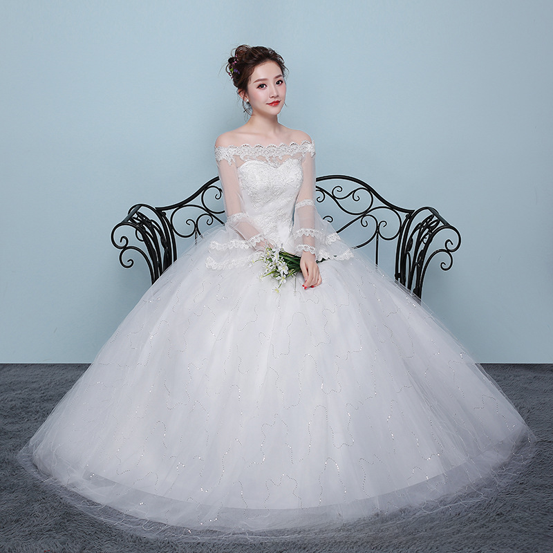 Wedding Dress 2025 New Floor-length Wedding Dress Korean Style Puff Skirt One Shoulder Simple Slimming Large Size Slim Fit