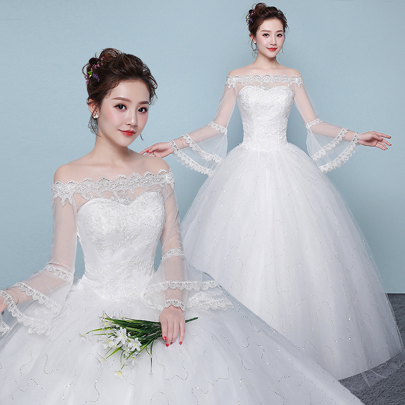 Wedding Dress 2025 New Floor-length Wedding Dress Korean Style Puff Skirt One Shoulder Simple Slimming Large Size Slim Fit