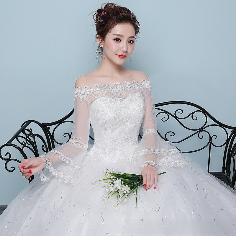 Wedding Dress 2025 New Floor-length Wedding Dress Korean Style Puff Skirt One Shoulder Simple Slimming Large Size Slim Fit