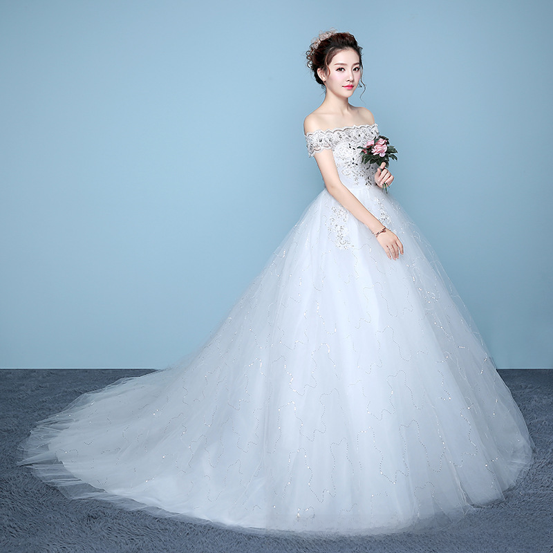 Wedding Dress 2025 New Floor-length Wedding Dress Korean Style Puff Skirt One Shoulder Simple Slimming Large Size Slim Fit