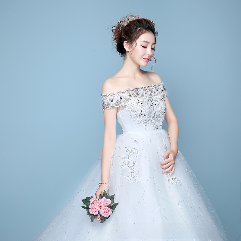 Wedding Dress 2025 New Floor-length Wedding Dress Korean Style Puff Skirt One Shoulder Simple Slimming Large Size Slim Fit