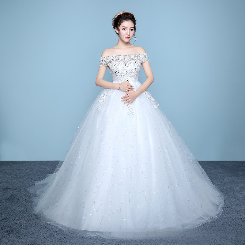Wedding Dress 2025 New Floor-length Wedding Dress Korean Style Puff Skirt One Shoulder Simple Slimming Large Size Slim Fit