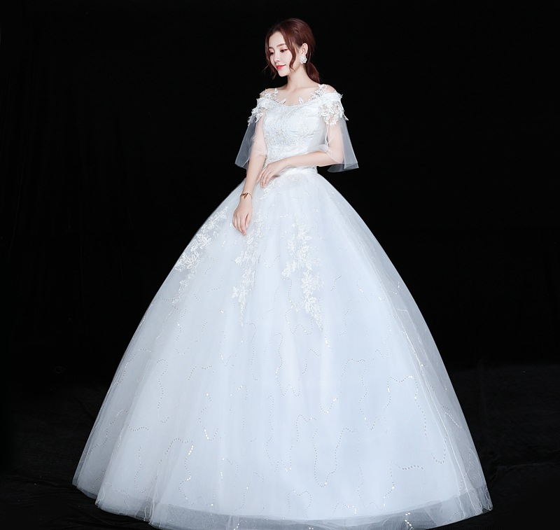 Wedding Dress 2025 New Floor-length Wedding Dress Korean Style Puff Skirt One Shoulder Simple Slimming Large Size Slim Fit