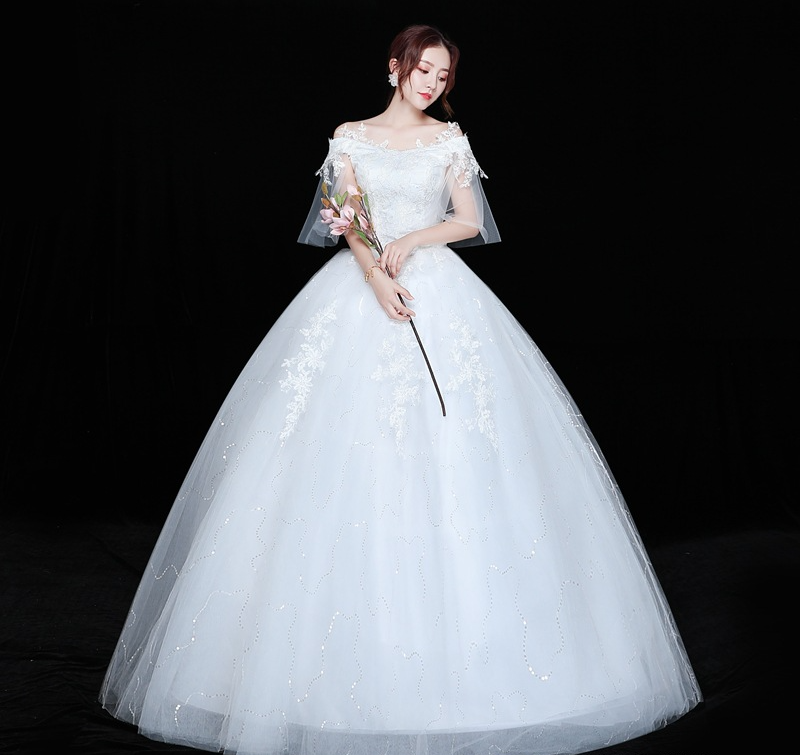 Wedding Dress 2025 New Floor-length Wedding Dress Korean Style Puff Skirt One Shoulder Simple Slimming Large Size Slim Fit