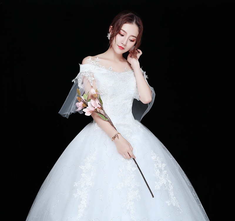Wedding Dress 2025 New Floor-length Wedding Dress Korean Style Puff Skirt One Shoulder Simple Slimming Large Size Slim Fit