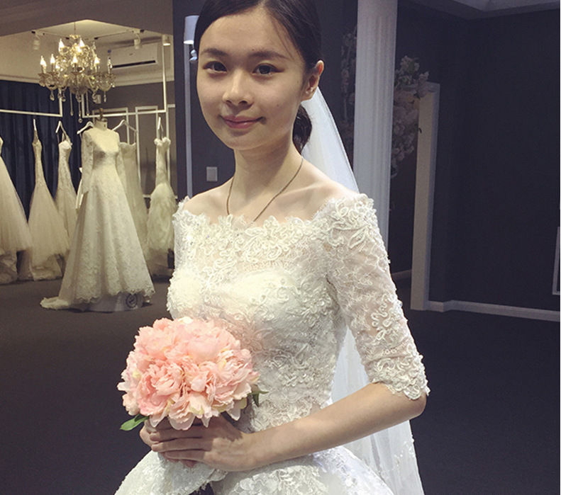 Wedding Dress 2025 New Floor-length Wedding Dress Korean Style Puff Skirt One Shoulder Simple Slimming Large Size Slim Fit