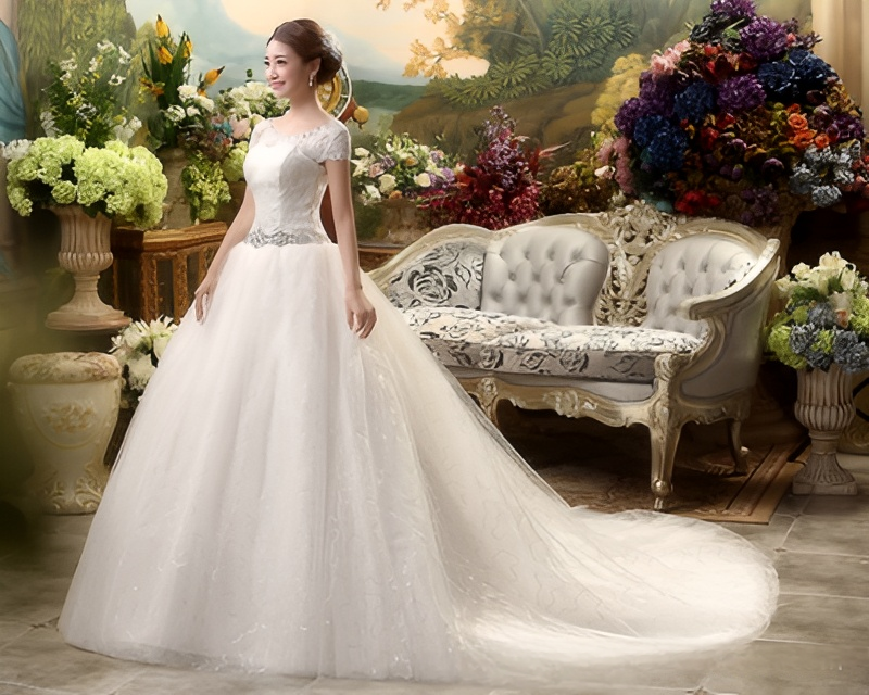 Wedding Dress 2025 New Floor-length Wedding Dress Korean Style Puff Skirt One Shoulder Simple Slimming Large Size Slim Fit