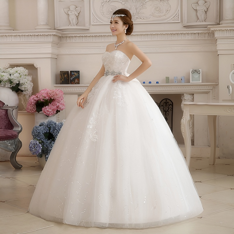 Wedding Dress 2025 New Floor-length Korean Wedding Dress Large Size One Shoulder Korean Slim Long Simple Puff Skirt