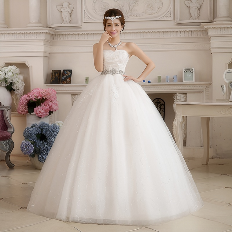 Wedding Dress 2025 New Floor-length Korean Wedding Dress Large Size One Shoulder Korean Slim Long Simple Puff Skirt