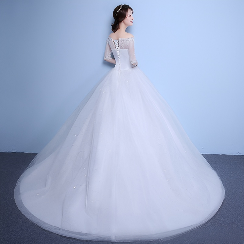 Wedding Dress 2025 New Floor-length Korean Wedding Dress Large Size One Shoulder Korean Slim Long Simple Puff Skirt