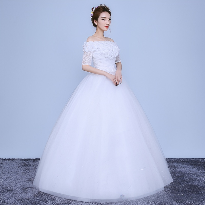 Wedding dress bride floor-length wedding dress wedding dress 2025 new large size one shoulder Korean style