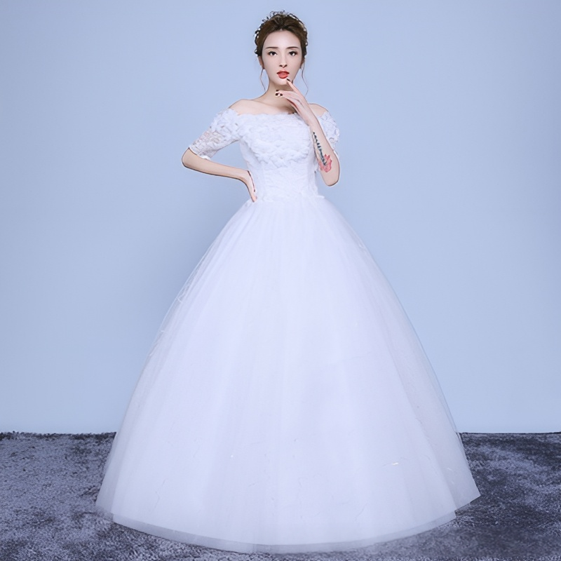 Wedding dress bride floor-length wedding dress wedding dress 2025 new large size one shoulder Korean style