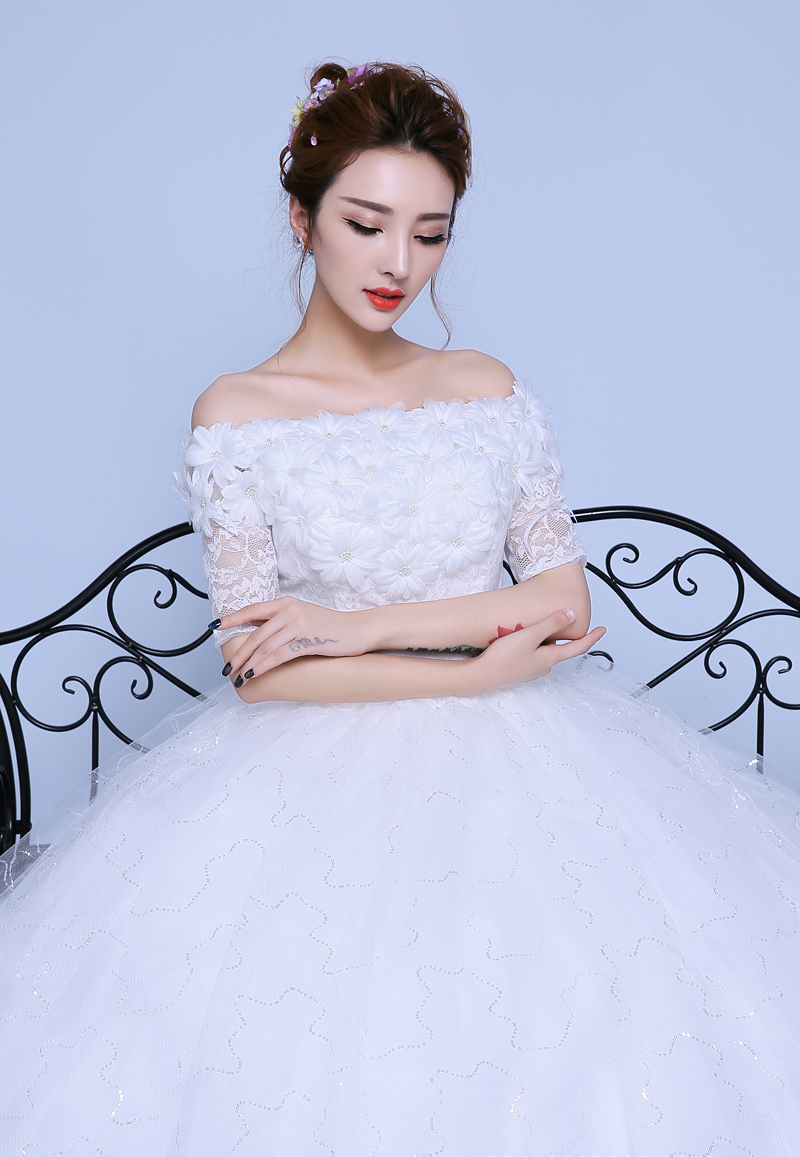 Wedding dress bride floor-length wedding dress wedding dress 2025 new large size one shoulder Korean style