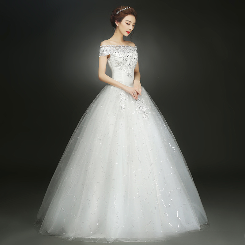 Wedding dress bride floor-length wedding dress wedding dress 2025 new large size one shoulder Korean style