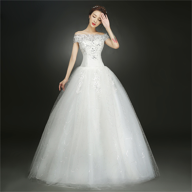 Wedding dress bride floor-length wedding dress wedding dress 2025 new large size one shoulder Korean style