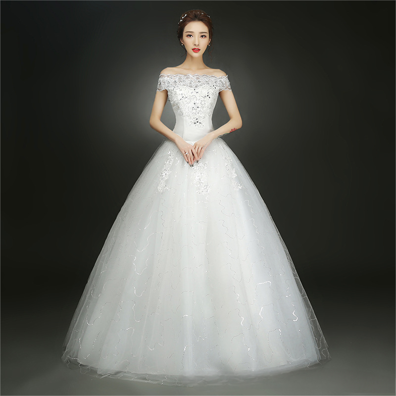 Wedding dress bride floor-length wedding dress wedding dress 2025 new large size one shoulder Korean style
