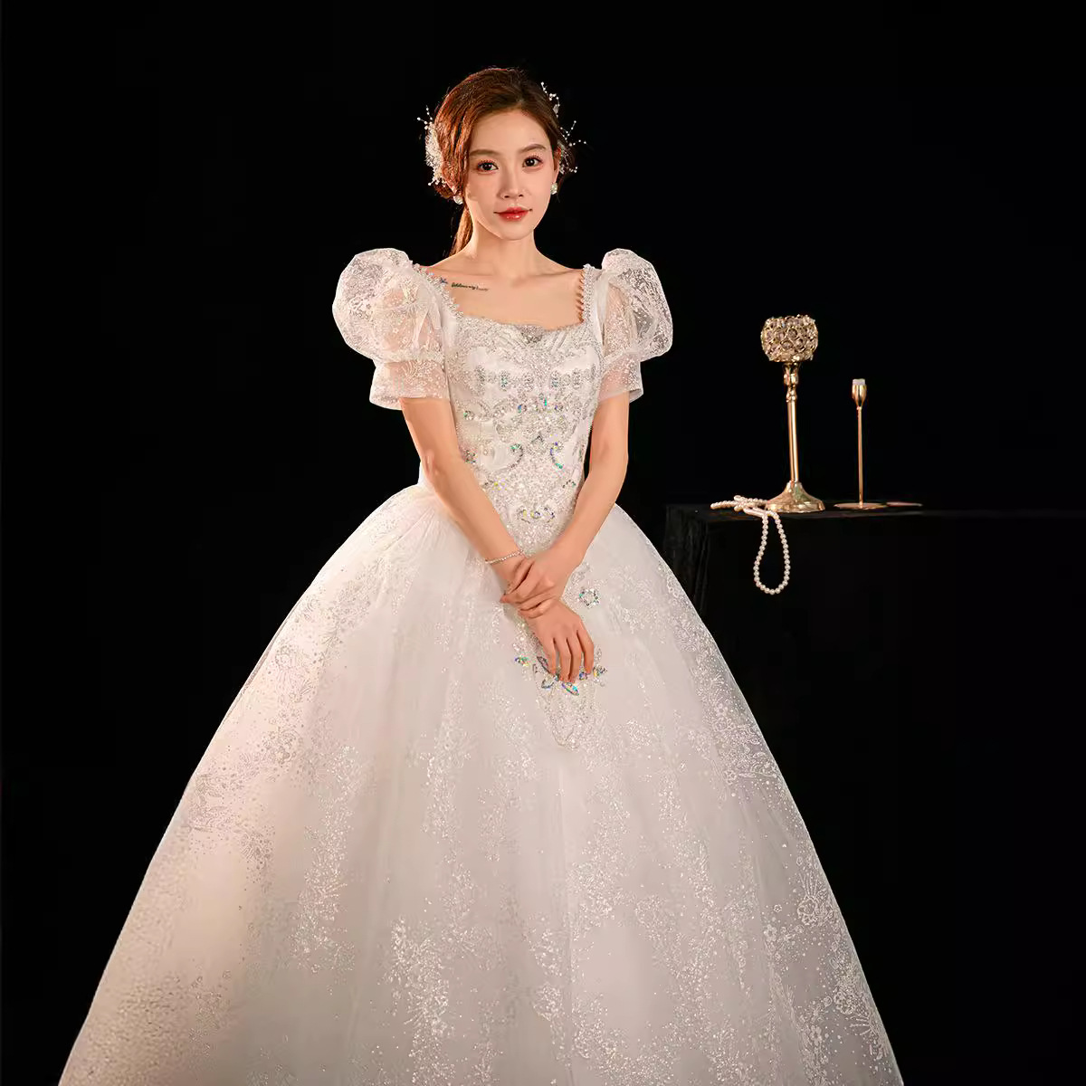 French fugitive princess wedding dress 2025 new bride petite main yarn high-quality going out yarn temperament