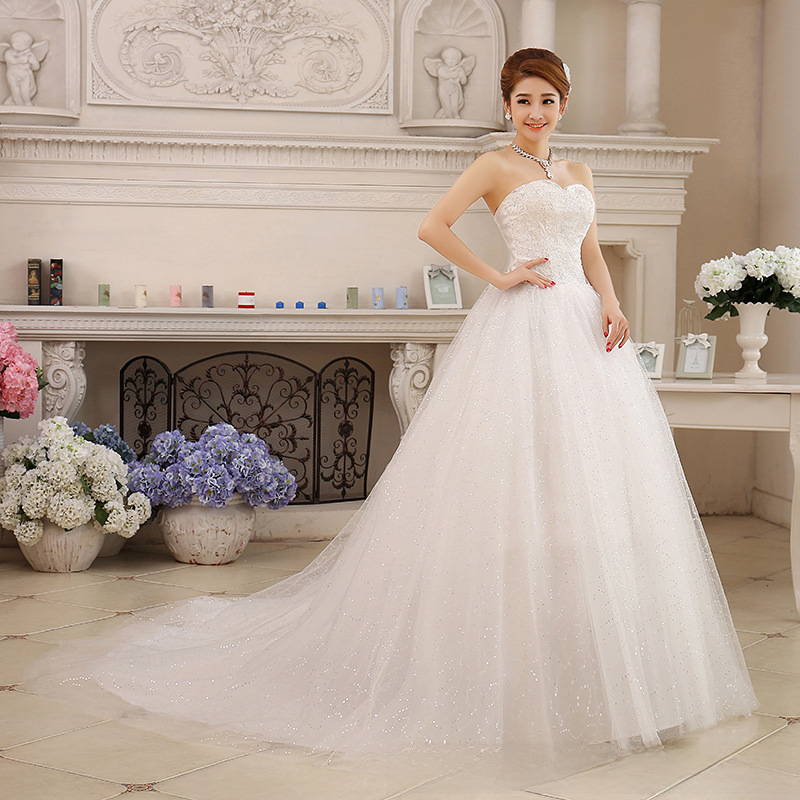 Wedding dress bride 2025 new slim slim long tail wedding dress tail tube top straps large size