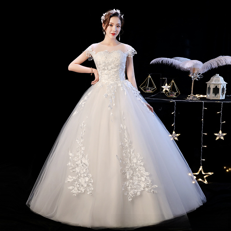 Wedding dress bride maternity wedding dress 2025 new floor high waist Korean style Korean wedding dress one shoulder