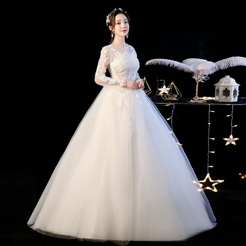 Slim trailing wedding dress 2025 new wedding dress trailing wedding dress one shoulder large size