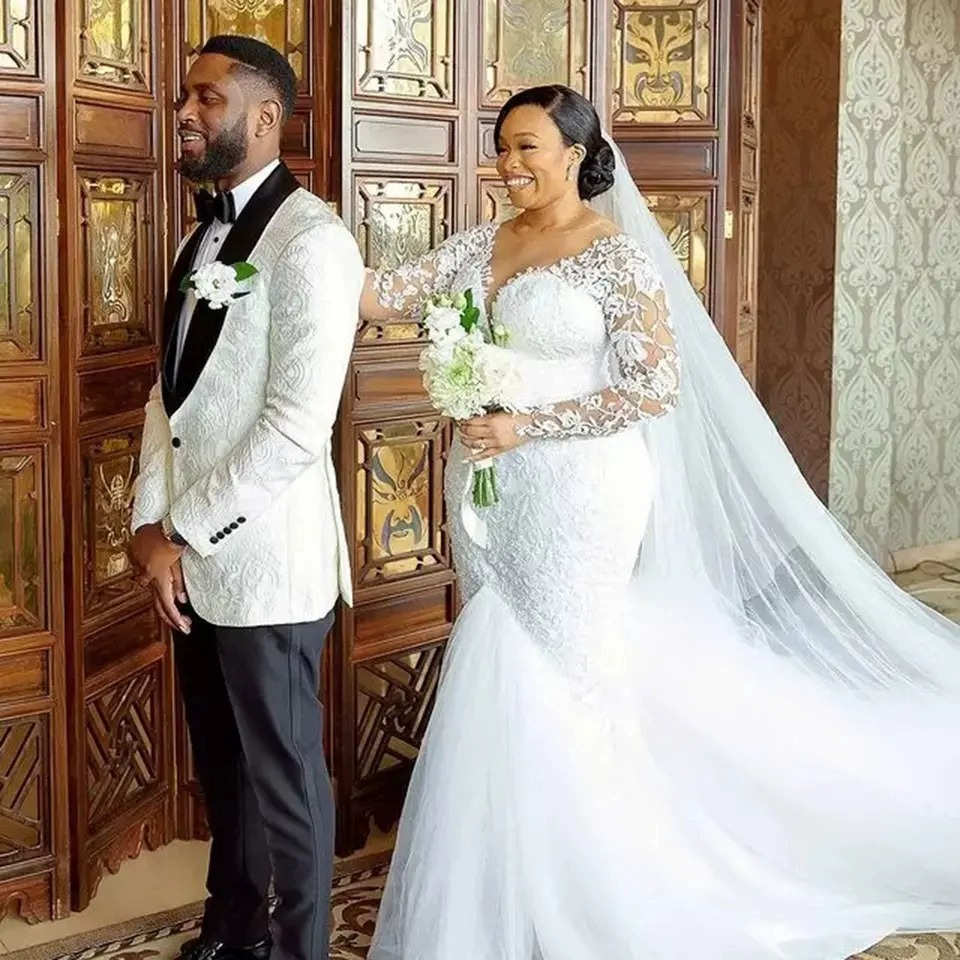 2025 New Summer Mesh Fishtail Light Wedding Dress Slim Lace Bridal Travel Photography Forest Light Wedding Dress Fashionable Trailing