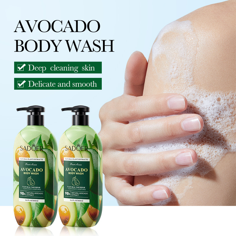 SADOER Avocado Shower Gel Cleansing Gentle Exfoliating Body Wash