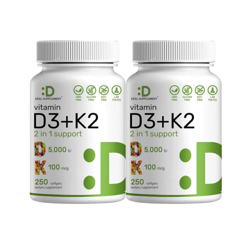 D3+K2 Vitamin 2-in-1 Virgin Coconut Oil Complex Supplement Softgels (250-Count)  D3+K2 Vitamin 2-in-1 Virgin Coconut Oil Complex Supplement Softgels (250-Count)